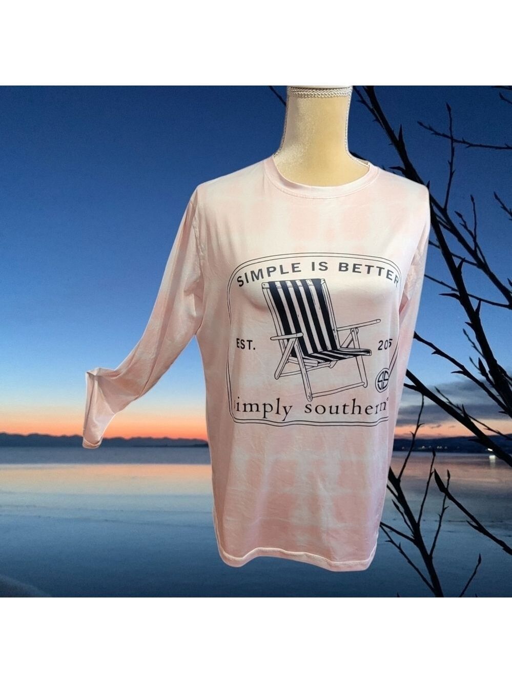 Simply Southern Large Simple is better Beach Rash Guard Long Sleeve Logo Shirt